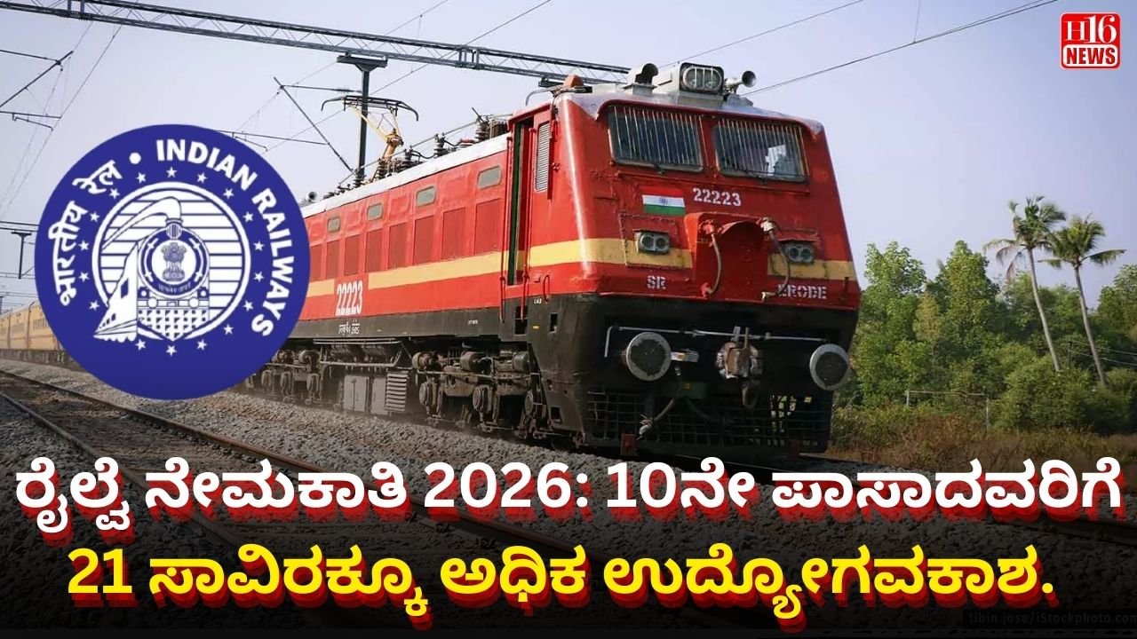 ರೈಲ್ವೆ ನೇಮಕಾತಿ 2026: 10ನೇ ಪಾಸಾದವರಿಗೆ 21 ಸಾವಿರಕ್ಕೂ ಅಧಿಕ ಉದ್ಯೋಗವಕಾಶ
