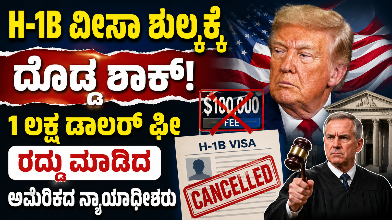 H-1B ವೀಸಾ ಶುಲ್ಕ ಕ್ಕೆ ದೊಡ್ಡ ಶಾಕ್: 1 ಲಕ್ಷ ಡಾಲರ್ ಫೀ ರದ್ದು ಮಾಡಿದ ಅಮೆರಿಕದ ನ್ಯಾಯಾಧೀಶರು