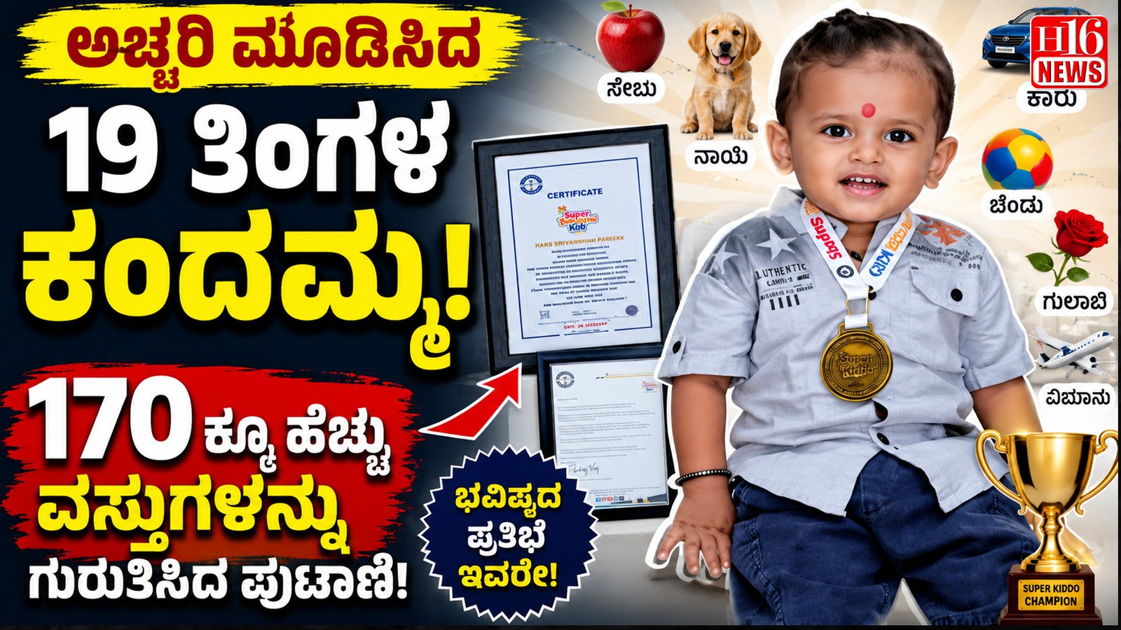 ಅಚ್ಚರಿ ಮೂಡಿಸಿದ 19 ತಿಂಗಳ ಕಂದಮ್ಮ: 170ಕ್ಕೂ ಹೆಚ್ಚು ವಸ್ತುಗಳನ್ನು ಗುರುತಿಸಿದ ಪುಟಾಣಿ!